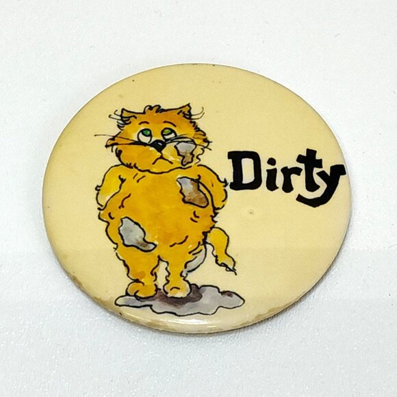 Clean Dirty Cat Magnets Gag Joke Kitchen Decor 1970s VTG Illustrations RARE HTF - Picture 3 of 5